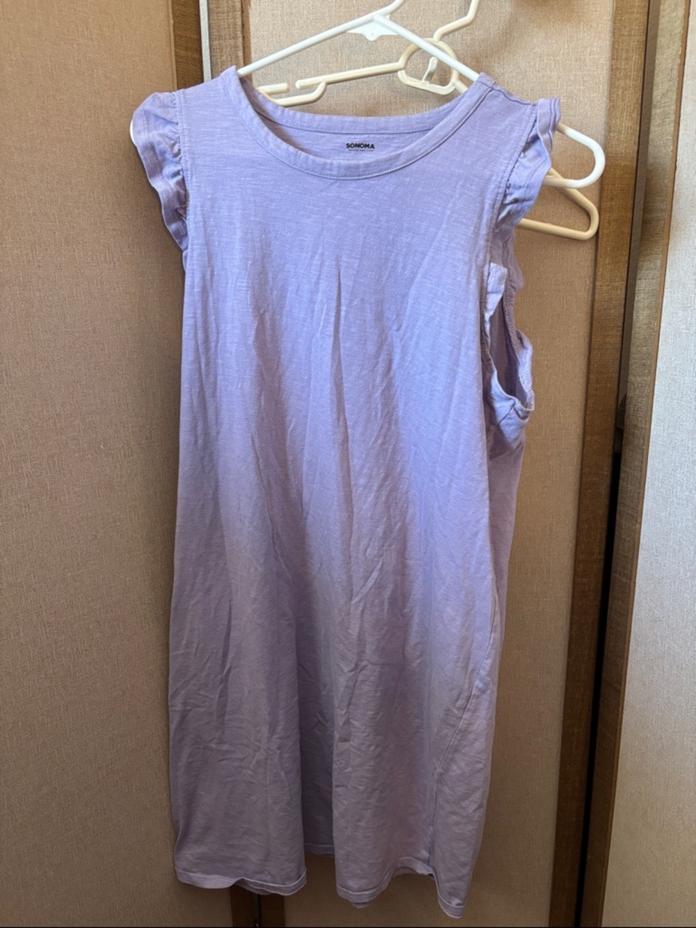 Sonoma Lavender Ruffle Cap-Sleeve Shift Dress Medium